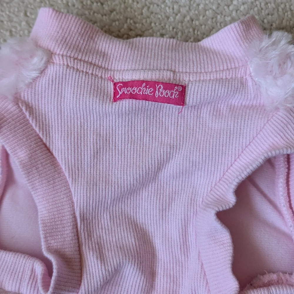 Smoochie Pooch Pink Furry Bow Zip Coat